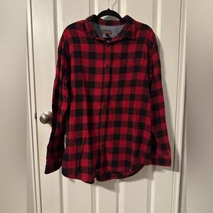 Red and Black Plaid Men's Shirt Extra Large
